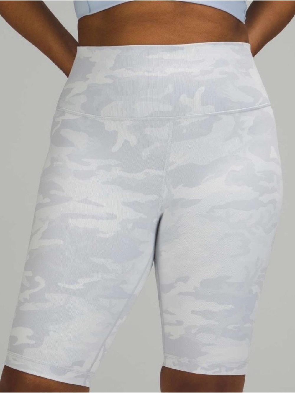 lululemon wunder under short 10” ribbed Incognito camo jacquard alpine white